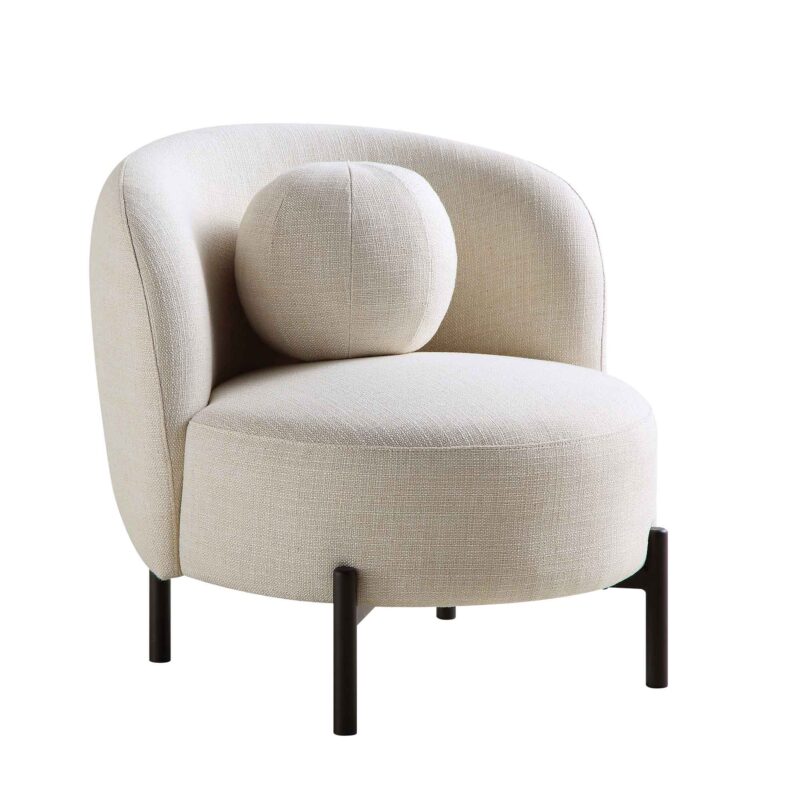 Amboise Armchair with Ball Cushion, Beige Linen Blend - Image 8