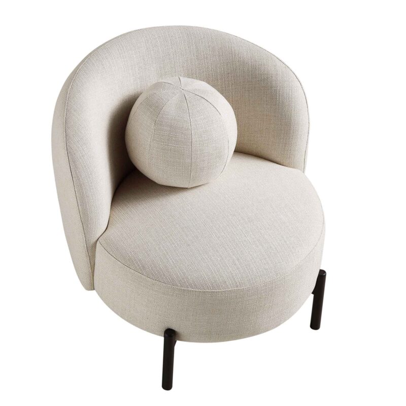Amboise Armchair with Ball Cushion, Beige Linen Blend - Image 10