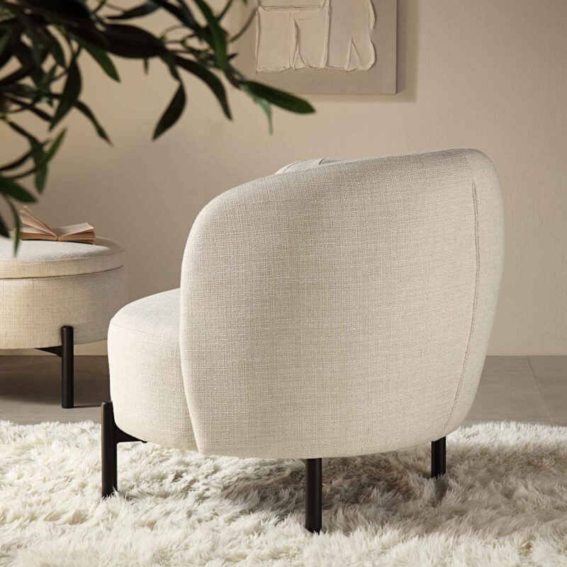 Amboise Armchair with Ball Cushion, Beige Linen Blend - Image 5