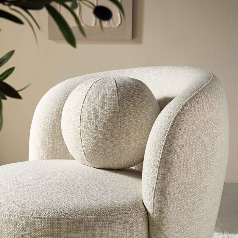Amboise Armchair with Ball Cushion, Beige Linen Blend - Image 6