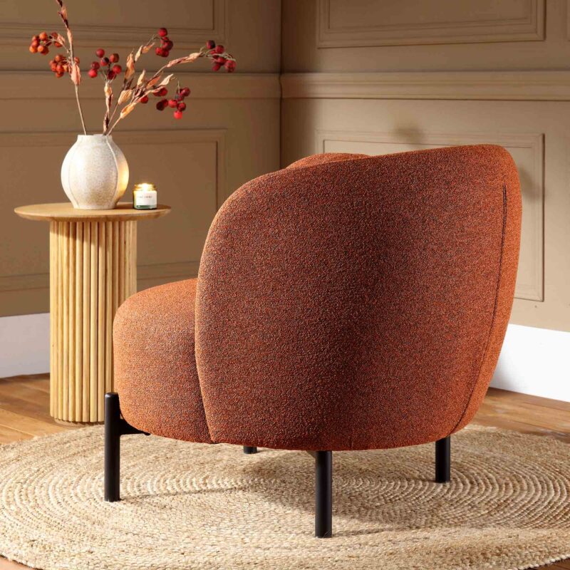 Amboise Armchair with Ball Cushion, Brick Boucle - Image 5