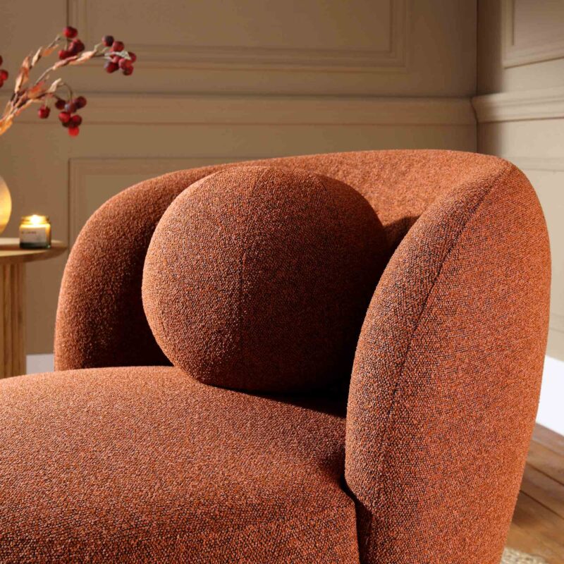 Amboise Armchair with Ball Cushion, Brick Boucle - Image 6