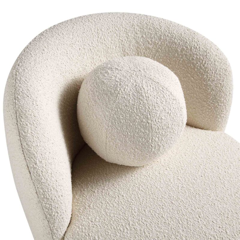 Amboise Armchair with Ball Cushion, Ecru Boucle - Image 15