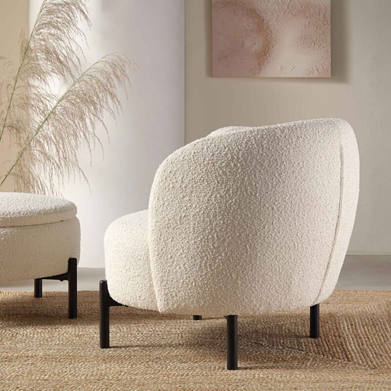 Amboise Armchair with Ball Cushion, Ecru Boucle - Image 5