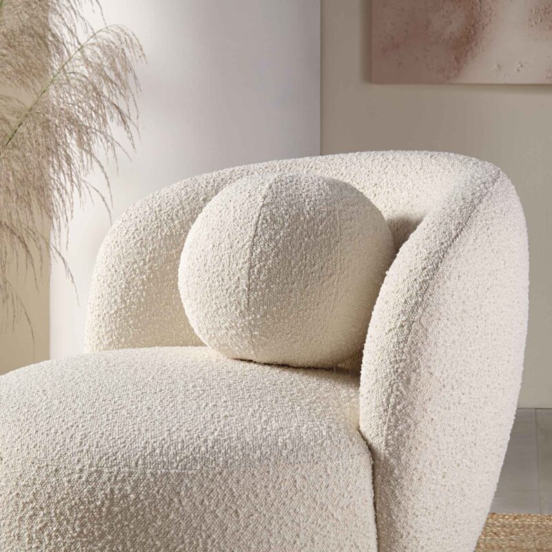 Amboise Armchair with Ball Cushion, Ecru Boucle - Image 7