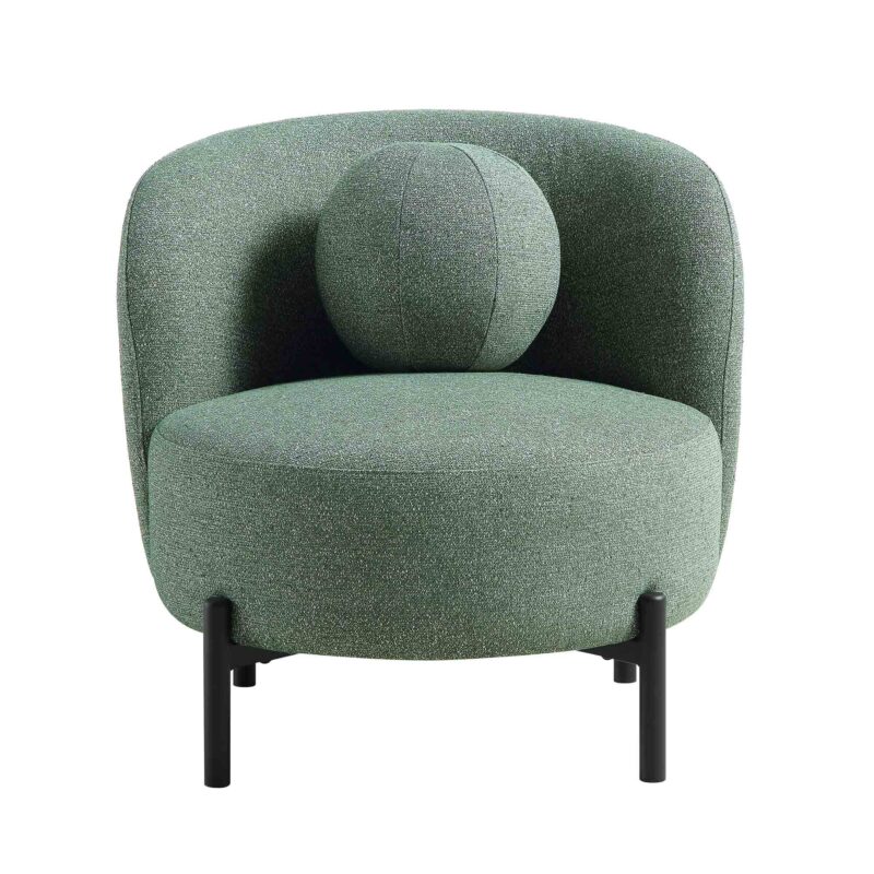 Amboise Armchair with Ball Cushion, Spruce Green Textured Fabric - Image 6