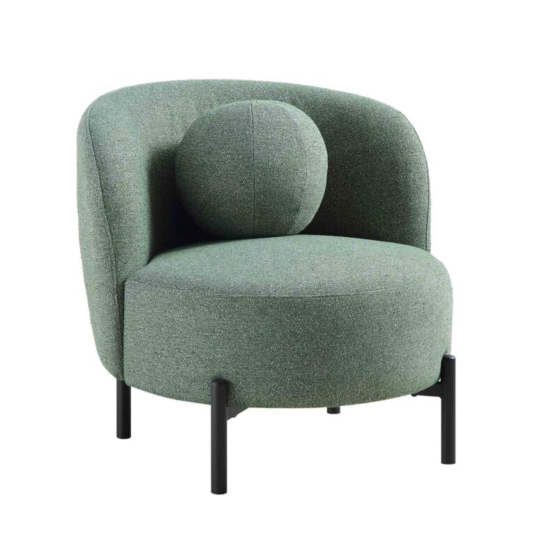 Amboise Armchair with Ball Cushion, Spruce Green Textured Fabric - Image 7
