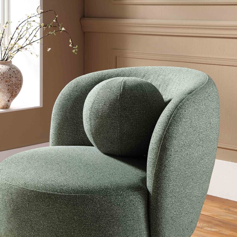 Amboise Armchair with Ball Cushion, Spruce Green Textured Fabric - Image 5