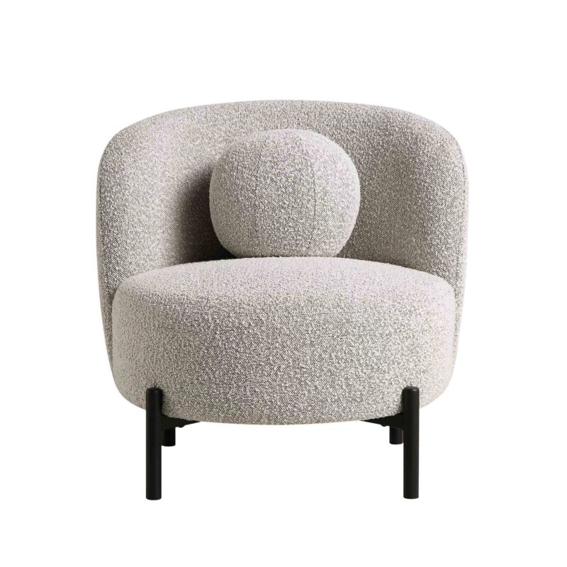 Amboise Armchair with Ball Cushion, Mist Grey Boucle - Image 7