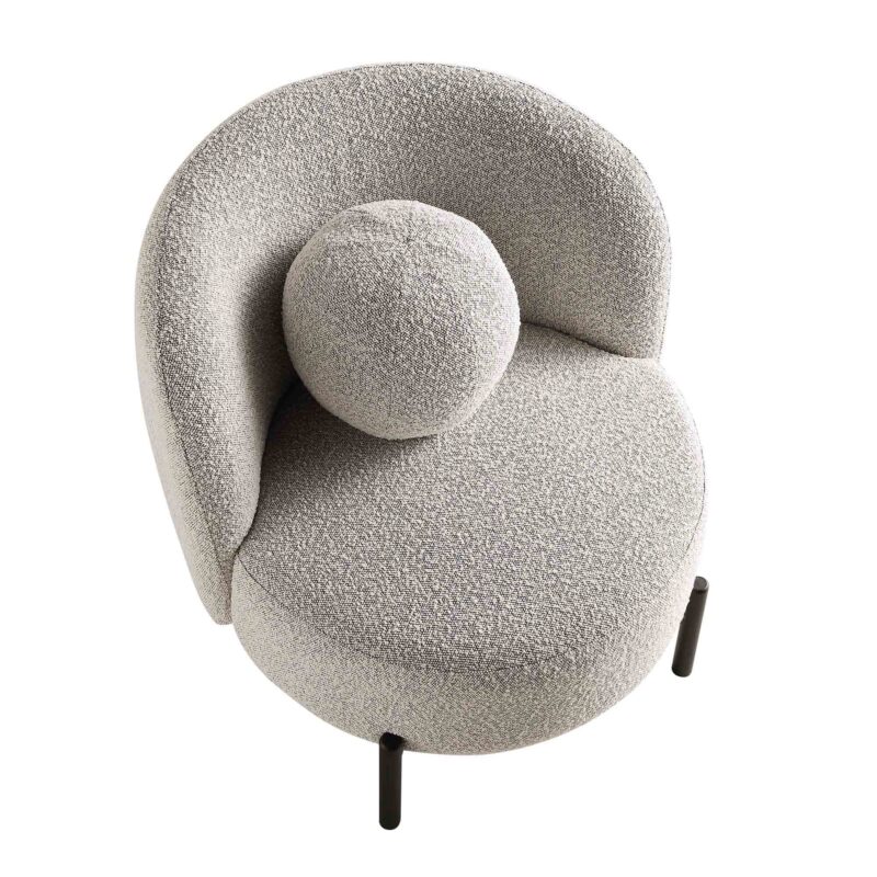 Amboise Armchair with Ball Cushion, Mist Grey Boucle - Image 9