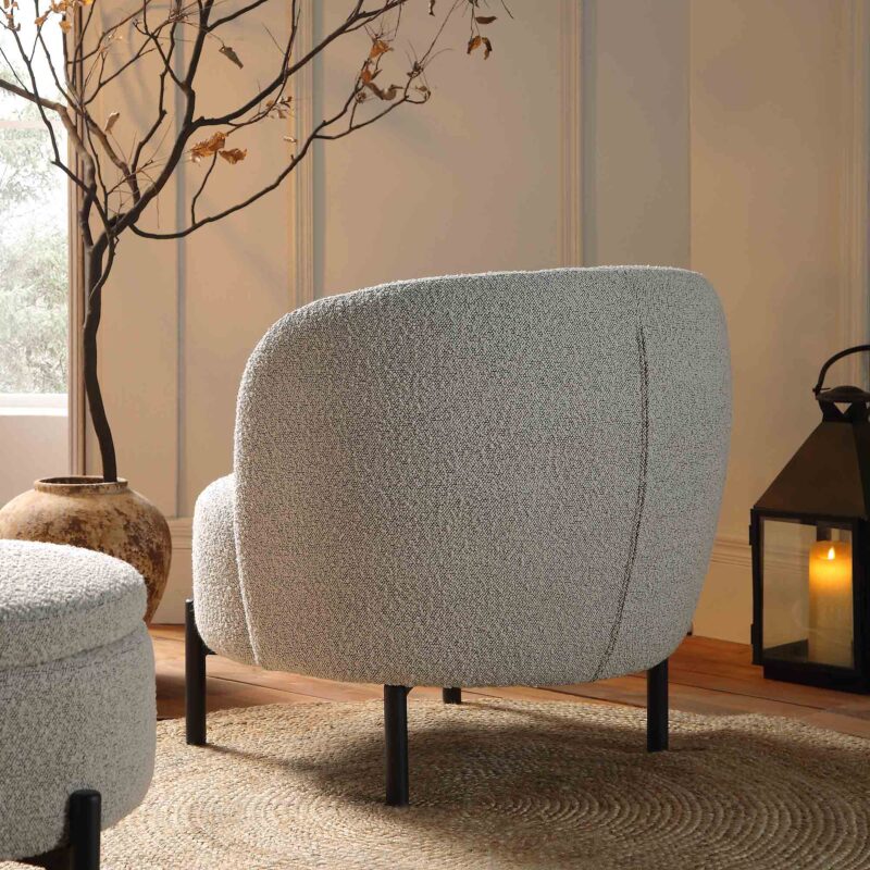 Amboise Armchair with Ball Cushion, Mist Grey Boucle - Image 4