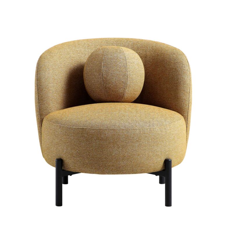 Amboise Armchair with Ball Cushion, Marigold Textured Fabric - Image 7