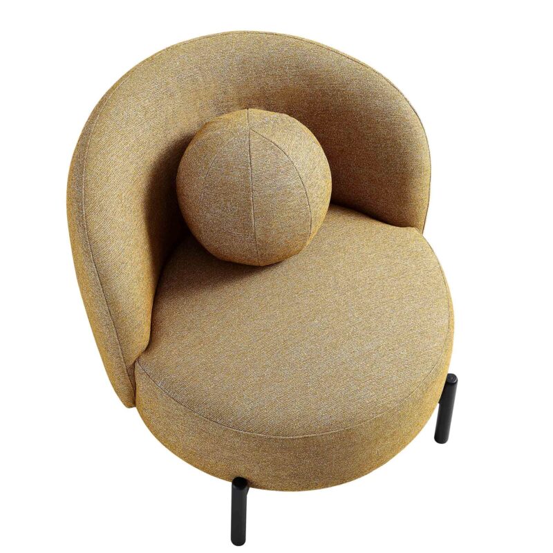 Amboise Armchair with Ball Cushion, Marigold Textured Fabric - Image 9