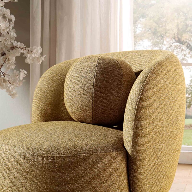 Amboise Armchair with Ball Cushion, Marigold Textured Fabric - Image 5