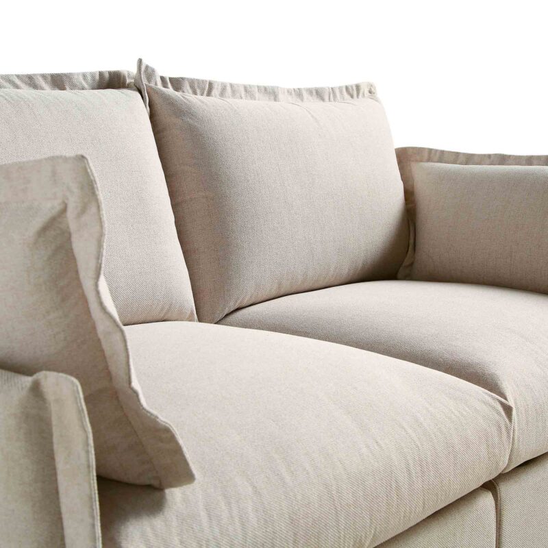 Byron Pillow Edge Beige Fabric Modular Sofa, 2-Seater - Image 11